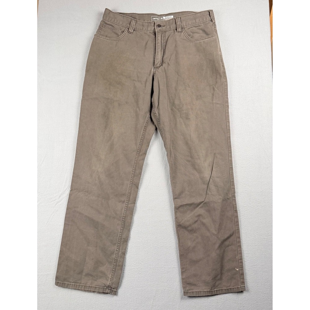 Carhartt Rugged Flex Relaxed Fit Canvas Work Pants Brown 34x32 BN2517-M